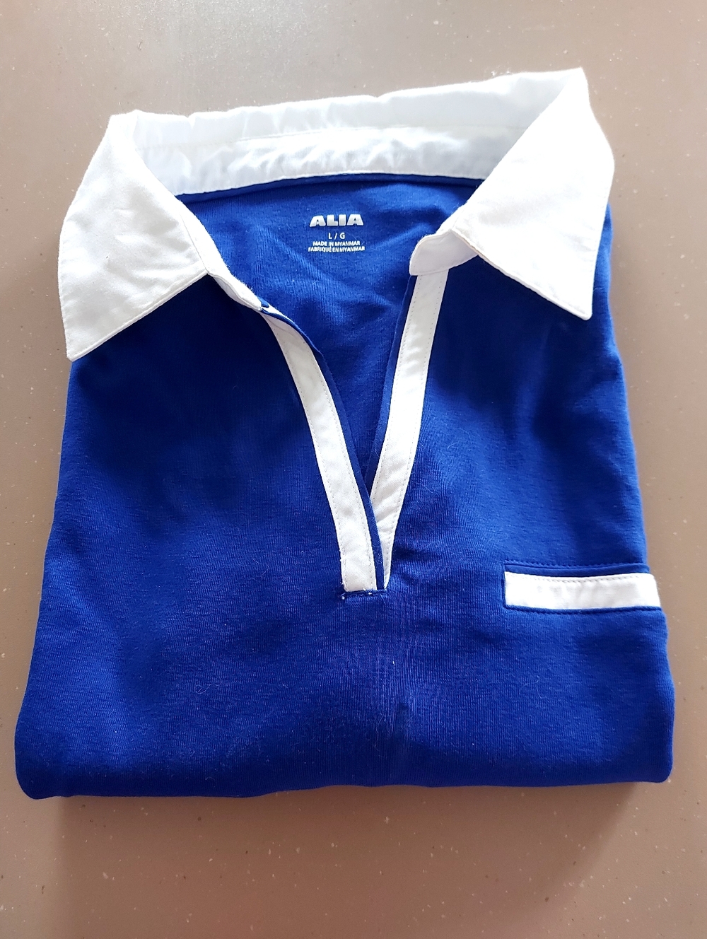 Alia Royal Blue Polo with White Collar